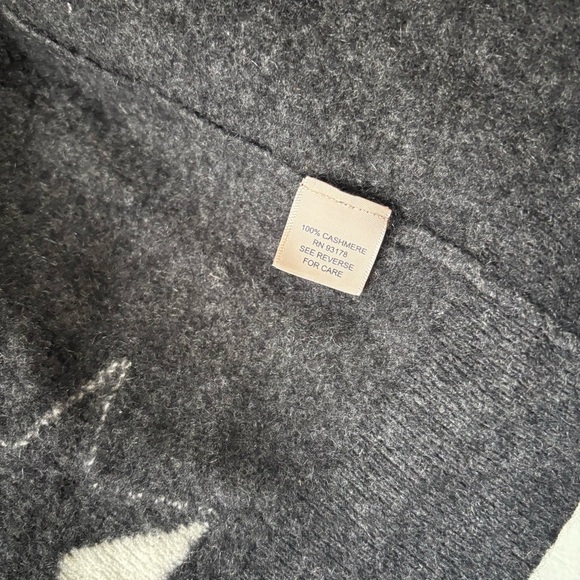 Philosophy 100% Cashmere Charcoal and White Stars Open Front Long Wool Cardigan - Picture 8 of 8